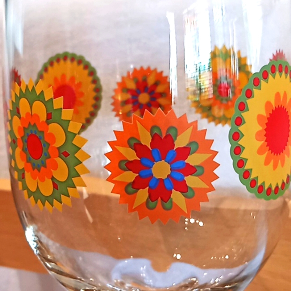 VTG Set of 2 Greenbriar Groovy Stemmed Wine Glasses. Mandela Pattern. - Picture 3 of 6